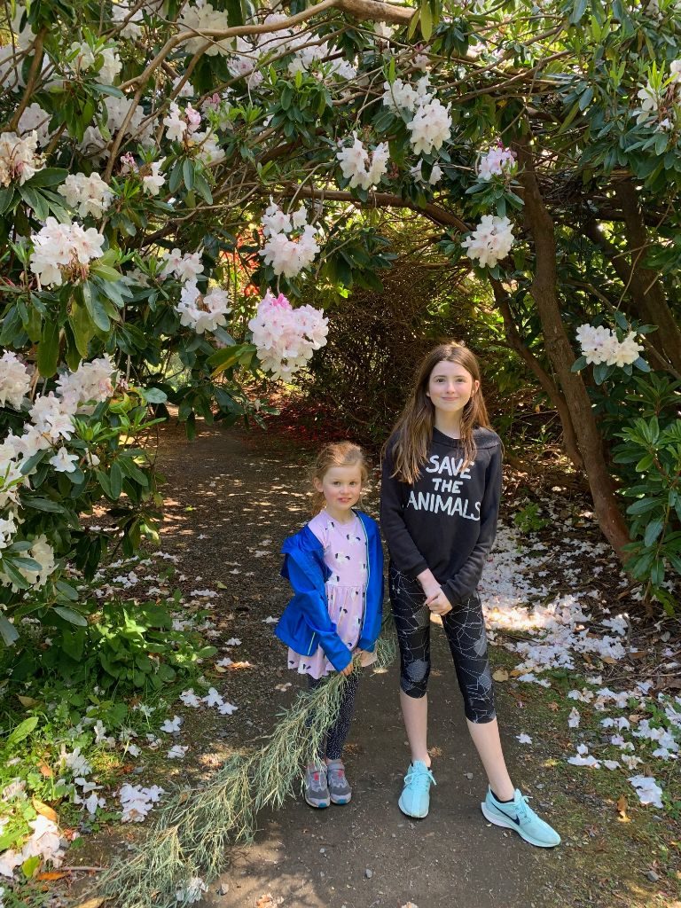 sisters walk together