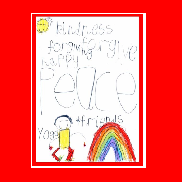 The picture has the words be kind in decorative lettering on it