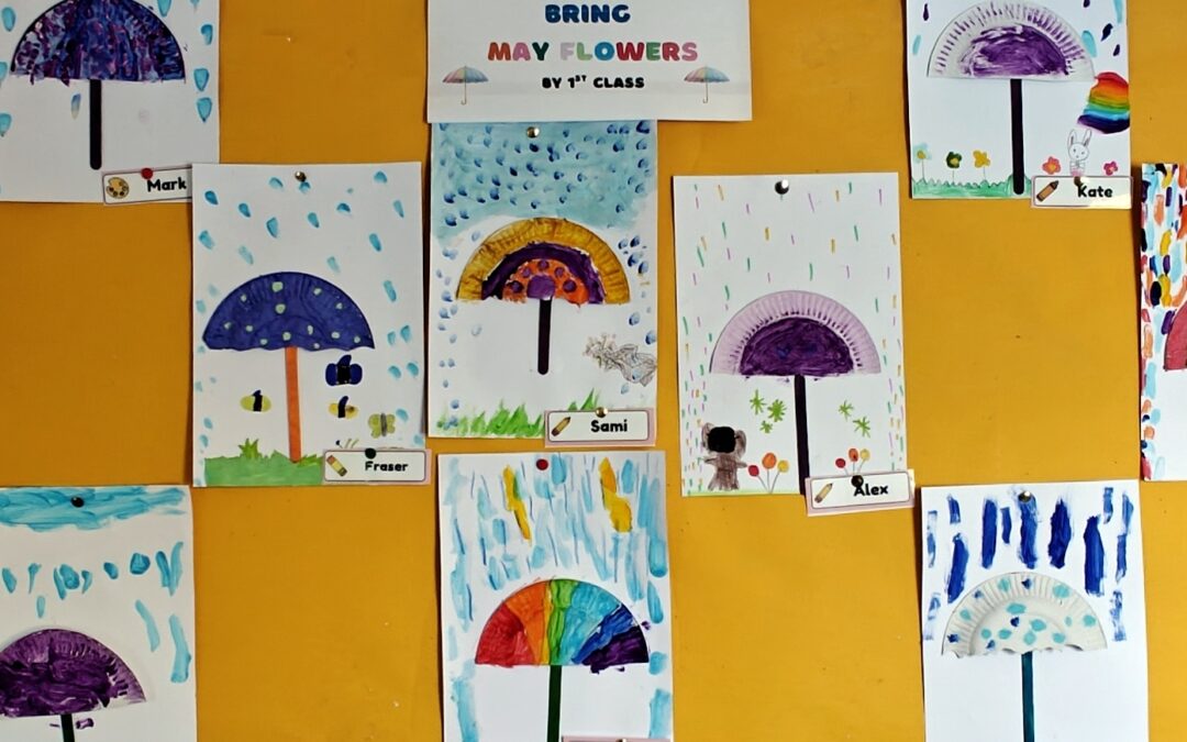 May flowers bloom from the showers of April, children's pictures of umbrellas
